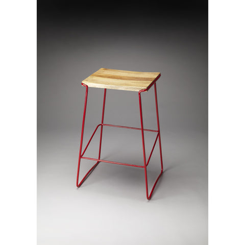 Butler Butler Loft Parrish Bar Stool In Wood And Metal In Red