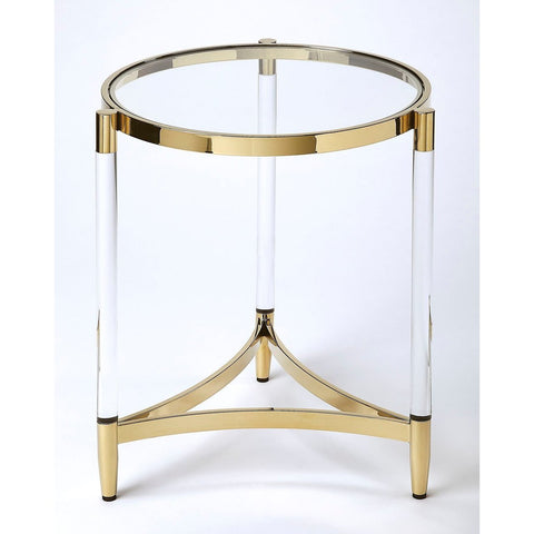 Butler Charlene Acrylic & Gold Round End Table