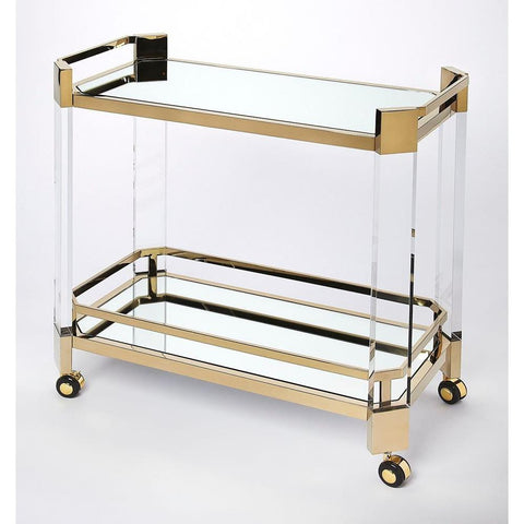 Butler Charlevoix Acrylic & Gold Serving Cart