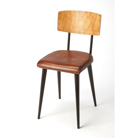 Butler Clark Metal & Wood Leather Side Chair