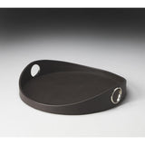 Butler Hors D'Oeuvres Lido Serving Tray In Brown And Black Leather 2780034