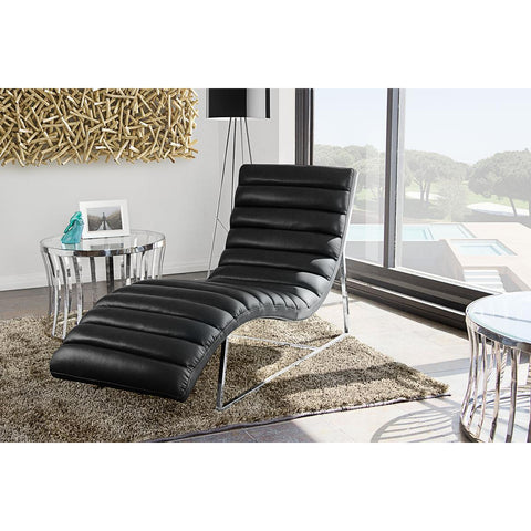 Diamond Sofa Bardot Chaise Lounge With Stainless Steel Frame In Black