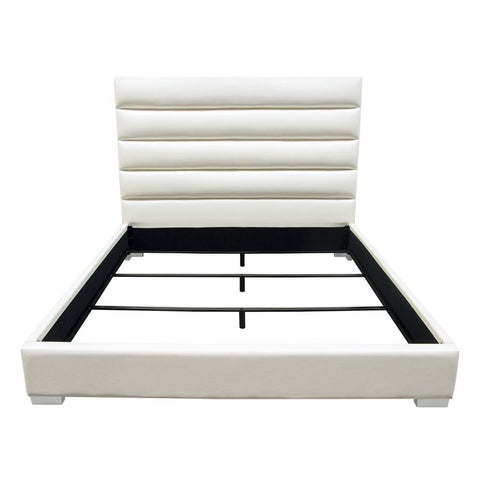 Diamond Sofa Bardot Channel Tufted Bed in White Leatherette