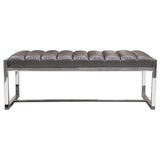 Diamond Sofa Bardot Large Bench Ottoman w/Polished Stainless Steel Frame & Elephant Grey Seat