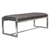 Diamond Sofa Bardot Large Bench Ottoman w/Polished Stainless Steel Frame & Elephant Grey Seat