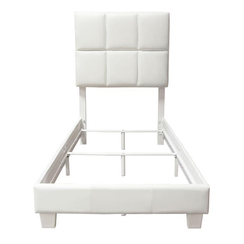 Diamond Sofa Biscuit White Leatherette Bed Complete - Bed in a Box
