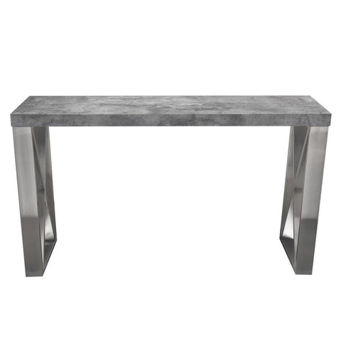 Diamond Sofa Carrera Console Table in 3D Marble Finish w/Brushed Stainless Steel Legs