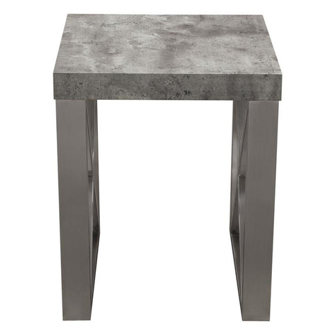 Diamond Sofa Carrera End Table in 3D Marble Finish w/Brushed Stainless Steel Legs