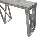 Diamond Sofa Carrera Pub Table in 3D Faux Concrete Finish w/Brushed Stainless Steel Legs
