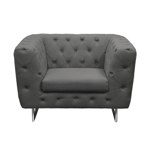 Diamond Sofa Catalina Tufted Chair w/Metal Leg in Grey