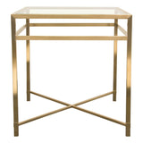 Diamond Sofa Croft Rectangular End Table w/Clear Glass Top & Brushed Gold Base