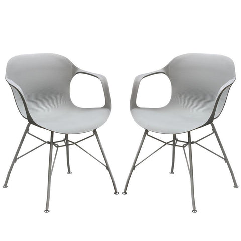 Diamond Sofa Drake 2-Pack Indoor/Outdoor Accent Chairs in Grey Polypropylene w/ Grey Painted Metal Leg