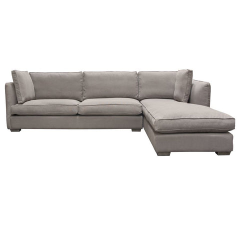 Diamond Sofa Hope RF 2 Piece Sectional in Grey Linen in Grey Oak