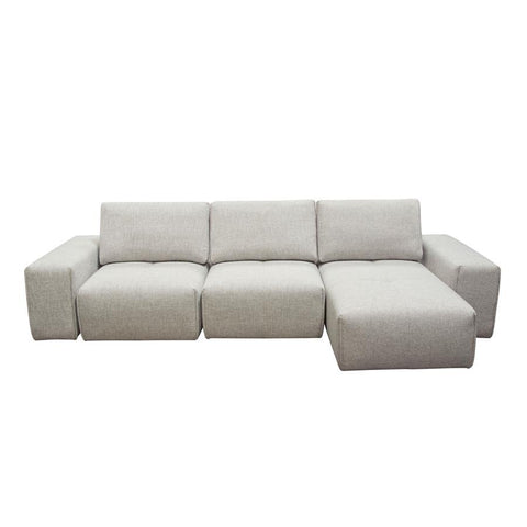Diamond Sofa Jazz Modular 3-Seater Chaise Sectional w/Adjustable Backrests in Light Brown Fabric