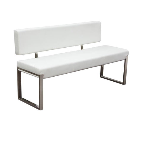 Diamond Sofa Knox Bench With Back & Stainless Steel Frame In White