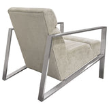 Diamond Sofa La Brea Accent Chair in Champagne Fabric w/Brushed Stainless Steel Frame