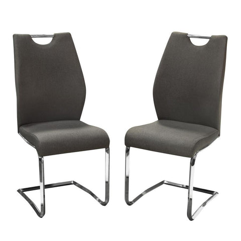 Diamond Sofa London Dining Chairs in Grey Fabric w/Chrome Base - Set of 2