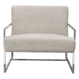 Diamond Sofa Luxe Accent Chair in Light Tweed Fabric w/Polished Stainless Steel Frame