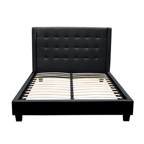 Diamond Sofa Madison Tufted Bed w/Tapered Wings in Black Leatherette