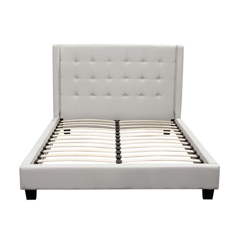 Diamond Sofa Madison Tufted Bed w/Tapered Wings in White Leatherette