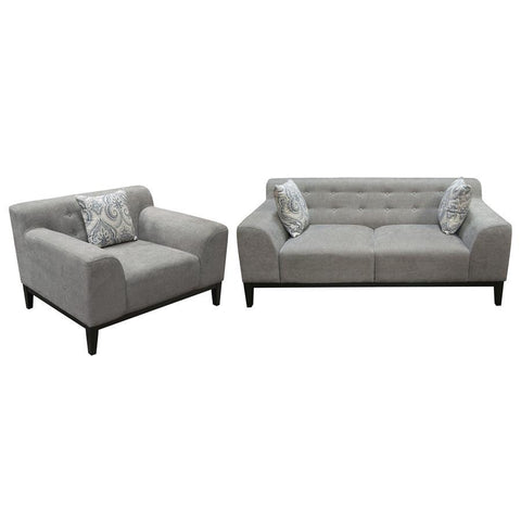 Diamond Sofa Marquee 2 Piece Tufted Back Sofa & Chair Set in Moonstone Fabric w/Accent Pillows