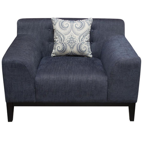 Diamond Sofa Marquee Tufted Back Chair in Panama Blue Fabric w/Accent Pillows