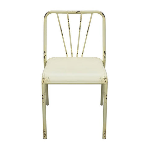 Diamond Sofa Mercer Vintage Metal Dining Chair in Antique White Finish - Set of 2