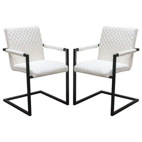 Diamond Sofa Nolan Dining Chairs in White Diamond Tufted Leatherette on Charcoal Powder Coat Frame - Set of 2