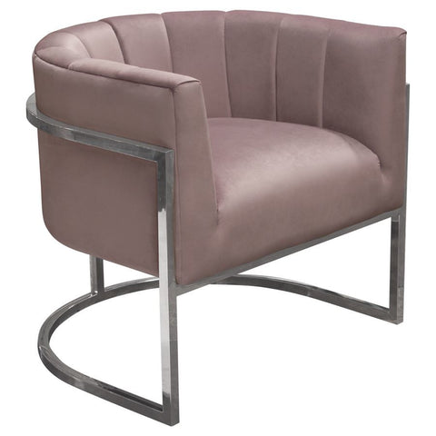 Diamond Sofa Pandora Accent Chair in Rose Velvet w/Stainless Steel Frame