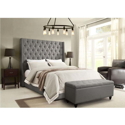 Diamond Sofa Park Avenue 2 Piece Tufted Bedroom Set in Grey Linen