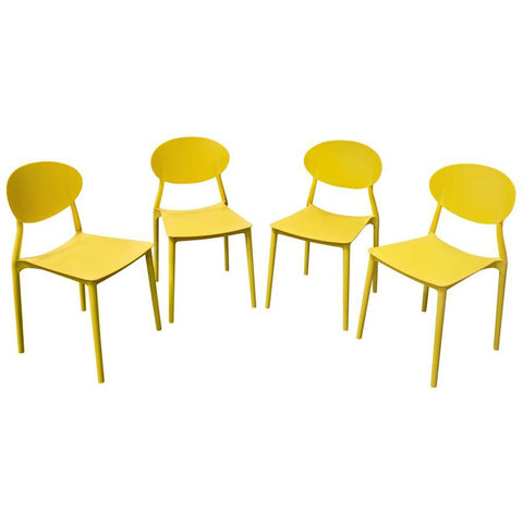 Diamond Sofa Pixel 4-Pack Indoor/Outdoor Accent Chairs in Yellow Polypropylene