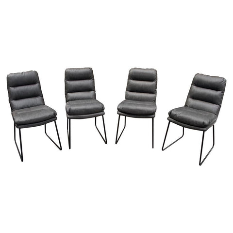 Diamond Sofa Rex Dining Chairs in Grey Leatherette w/Painted Metal Leg - Set of 4