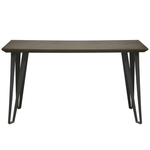 Diamond Sofa Sigma Rectangular Console Table w/Chestnut Veneer Top w/Tapered Apron & Grey Powder Coat Iron Legs