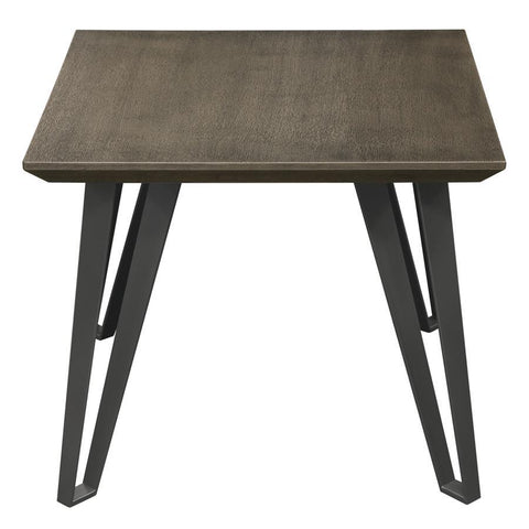 Diamond Sofa Sigma Square End Table w/Chestnut Veneer Top w/Tapered Apron & Grey Powder Coat Iron Legs