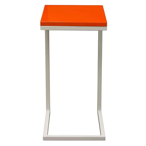 Diamond Sofa Sleek Metal Frame Accent Table with Gloss Top & Metal Frame in Orange