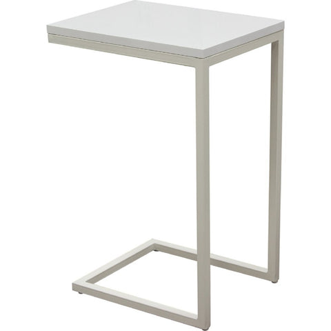 Diamond Sofa Sleek Metal Frame Accent Table with Gloss Top & Metal Frame in White