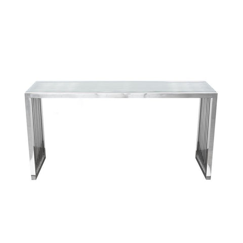 Diamond Sofa Soho Rectangular Stainless Steel Console Table w/ Clear & Tempered Glass Top