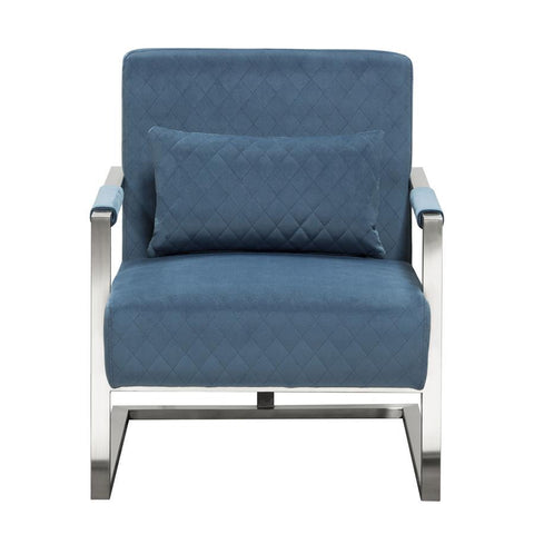 Diamond Sofa Studio Accent Chair in Royal Blue Velvet w/Diamond Tuft & Stainless Frame