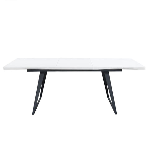 Diamond Sofa Tempo Extension Dining Table in White Lacquer Finish & Black Powder Coated Legs