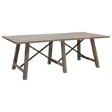 Diamond Sofa Tuscany 87 Inch Dining Table in Grey Oak w/Metal Cross Supports