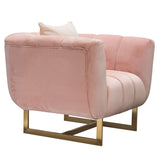 Diamond Sofa Venus Chair in Blush Pink Velvet w/Contrasting Pillows & Gold Metal Base