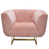 Diamond Sofa Venus Chair in Blush Pink Velvet w/Contrasting Pillows & Gold Metal Base