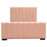 Diamond Sofa Venus Vertical Channel Tufted Uphlstered Platform Bed in Blush Pink Velvet