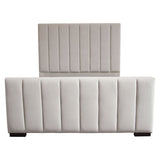 Diamond Sofa Venus Vertical Channel Tufted Uphlstered Platform Bed in Light Grey Velvet