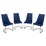 Diamond Sofa Vogue Dining Chairs in Navy Blue Velvet w/Polished Stainless Steel Base - Set of 4
