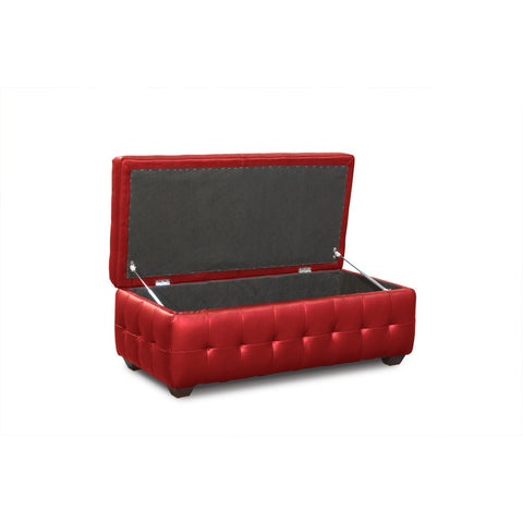 Diamond Sofa Zen Leather Lift Top Tufted Storage Trunk in Red