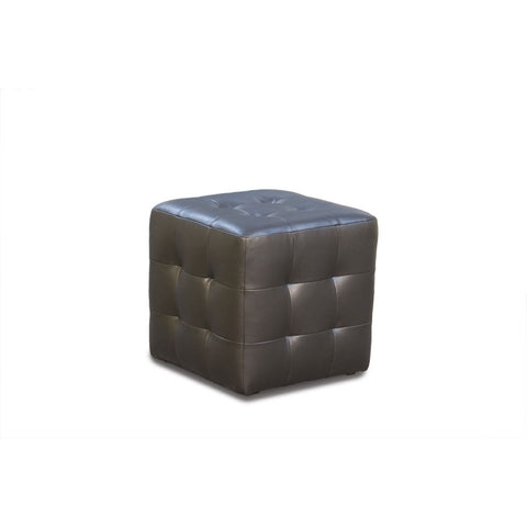 Diamond Sofa Zen Leather Tufted Cube Accent Ottoman in Mocca