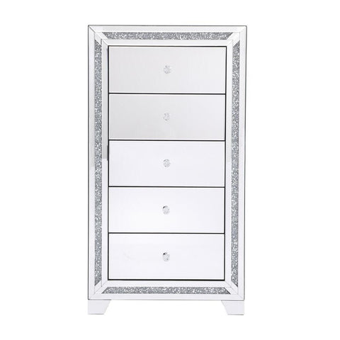 Elegant Lighting 25.5 in. crystal mirrored 5 drawer cabinet