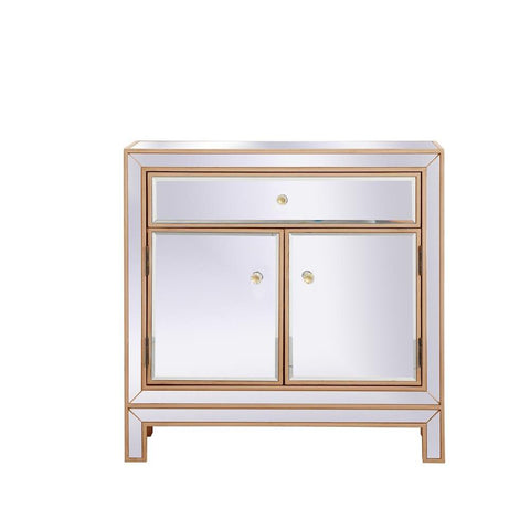 Elegant Lighting 29 in. mirrored cabinet in antique gold