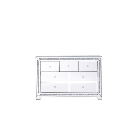 Elegant Lighting 47 in. silver crystal mirrored 7 drawer cabinet